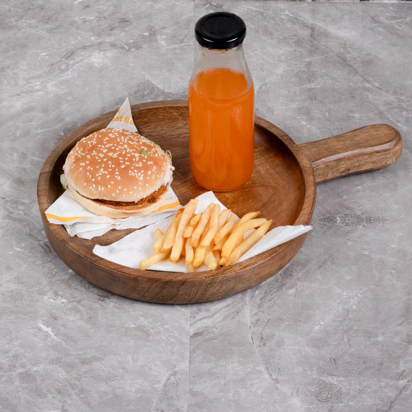 Hand-Carved Mango Wood Serving Platter – Rustic Round Wooden Board, Farmhouse Kitchen Decor, Food-Safe Charcuterie Tray