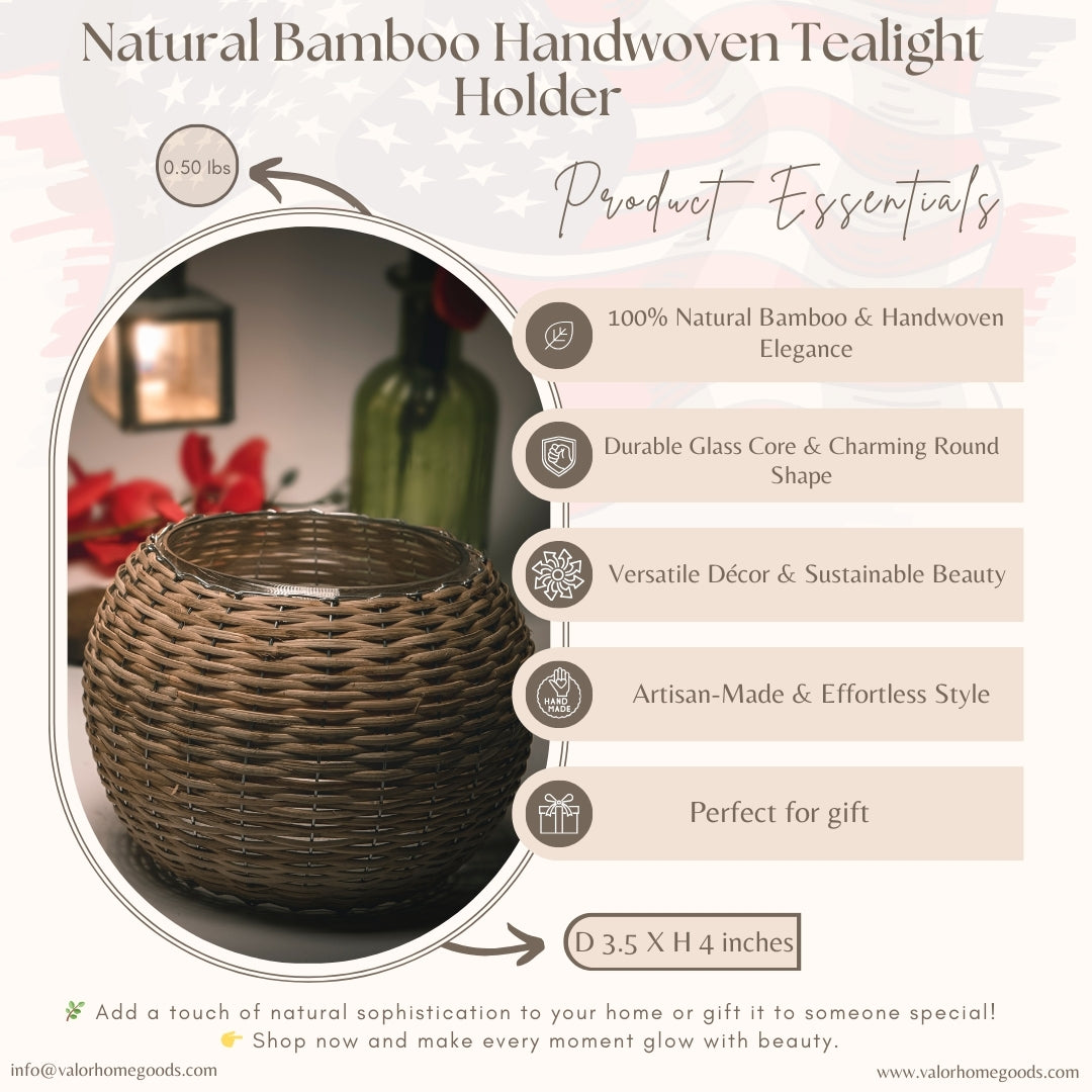 Eco-Friendly Multi-Functional Round Bamboo Candle Holder