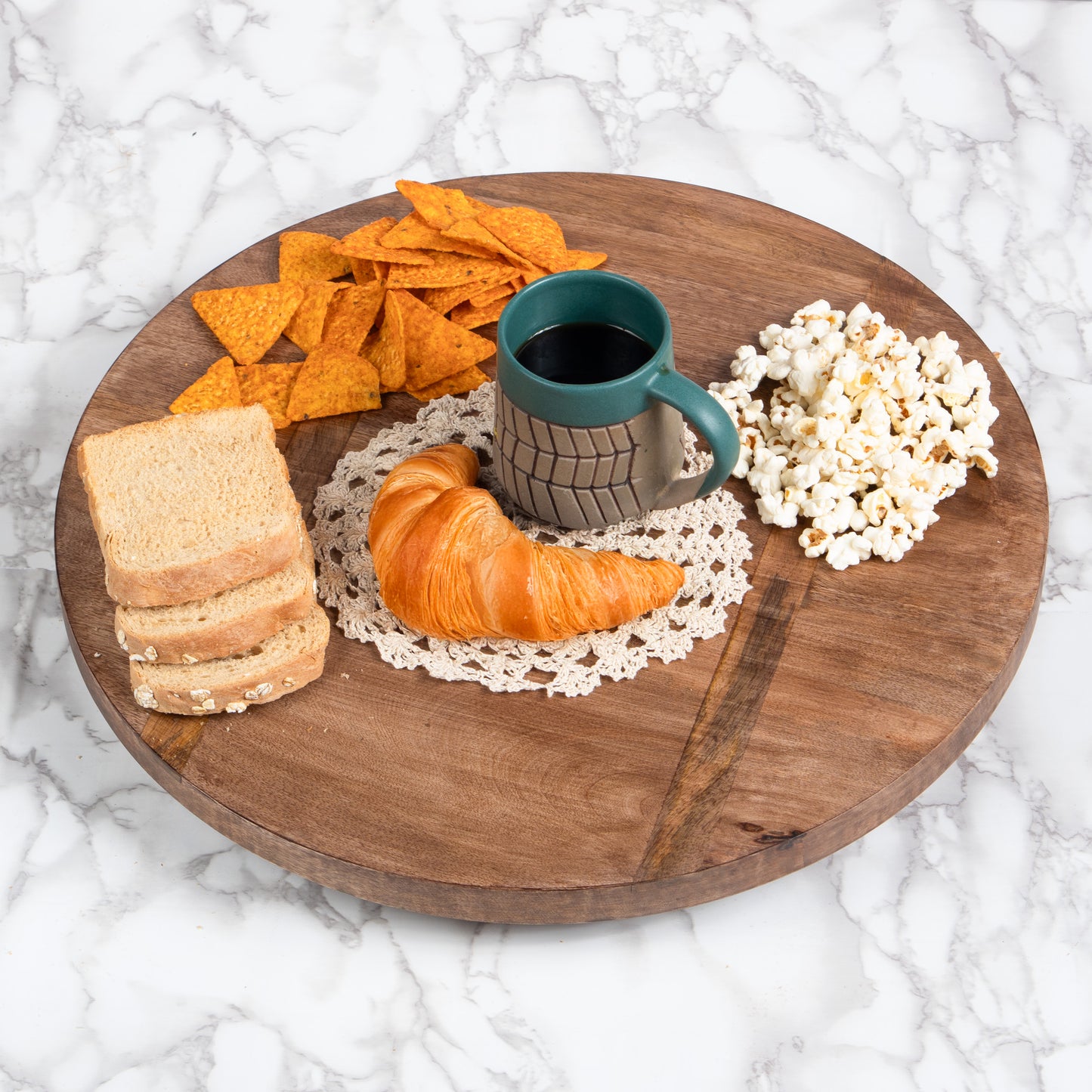Large Rustic Wood Lazy Susan – Rotating Centerpiece