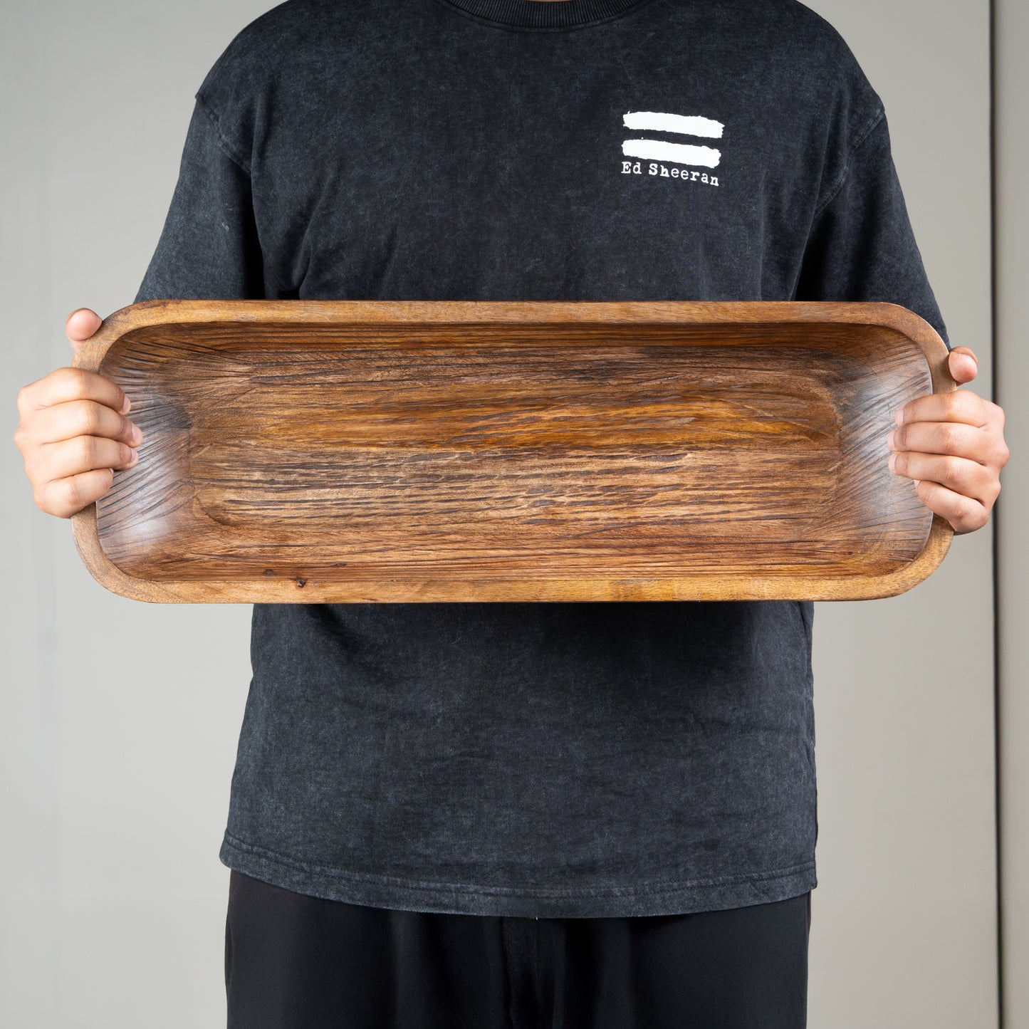 Long Food-Safe Hand-Carved Wooden Dough Bowl