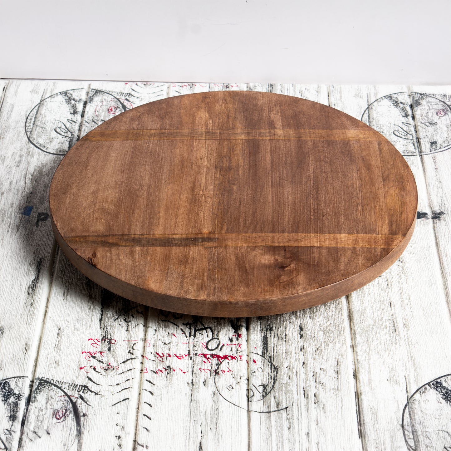 Large Rustic Wood Lazy Susan – Rotating Centerpiece