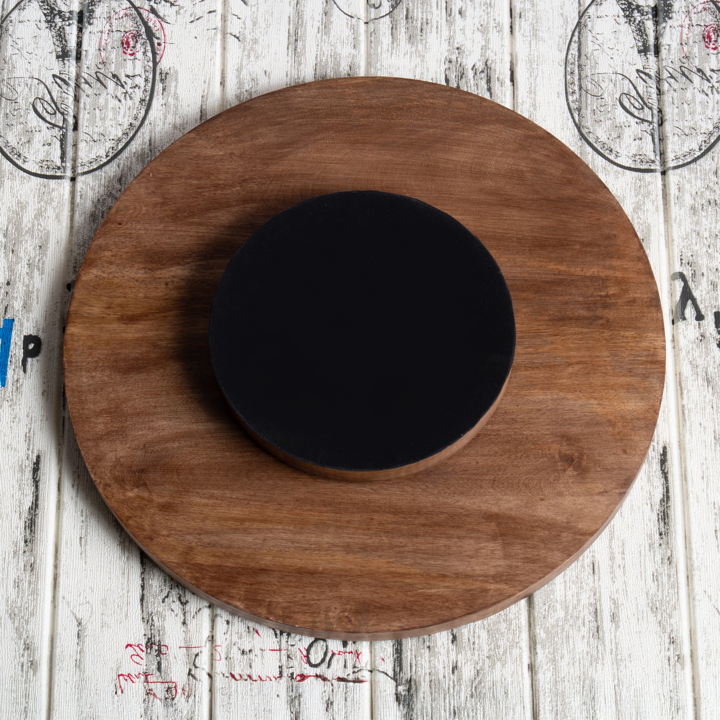 Large Rustic Wood Lazy Susan – Rotating Centerpiece