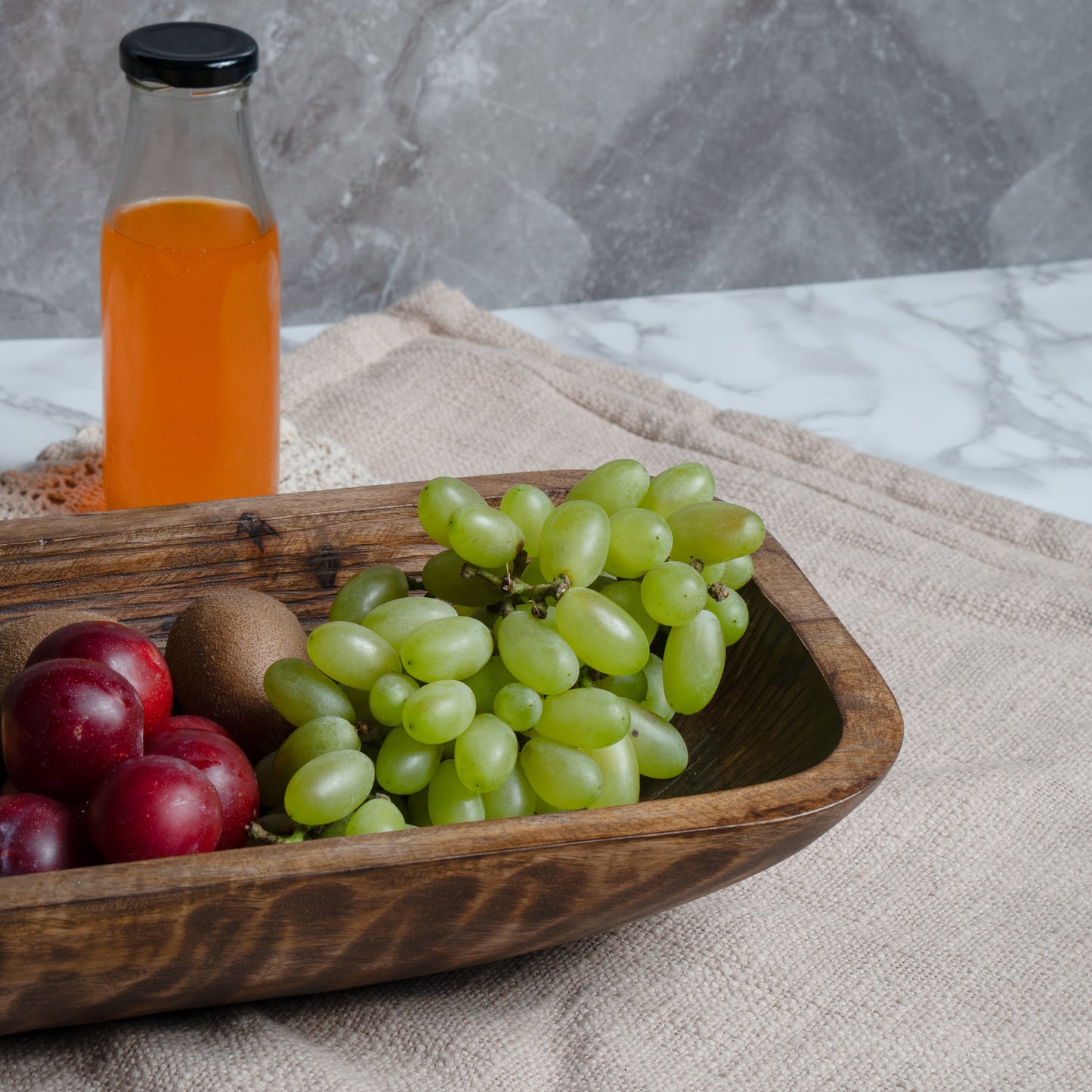 Long Food-Safe Hand-Carved Wooden Dough Bowl