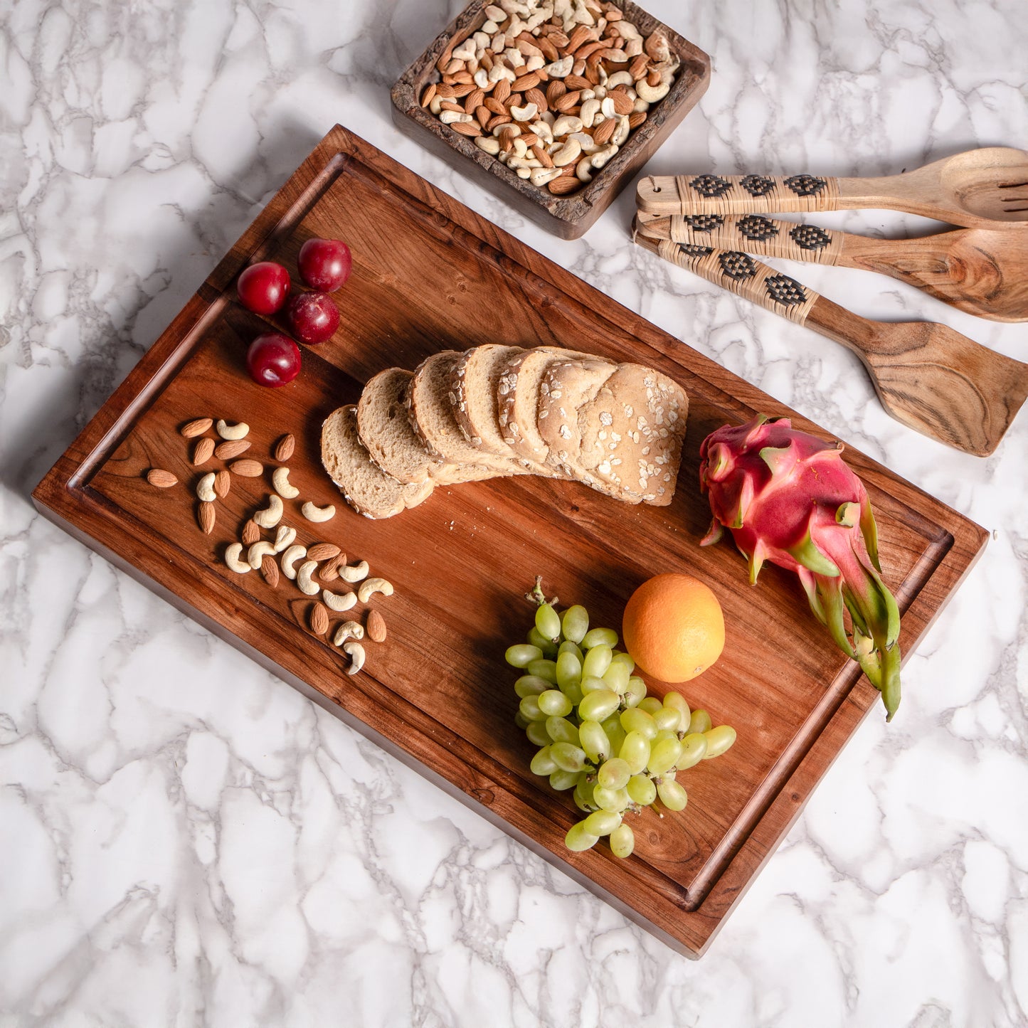 Long Acacia Wood Cutting Board Oversized Trencher
