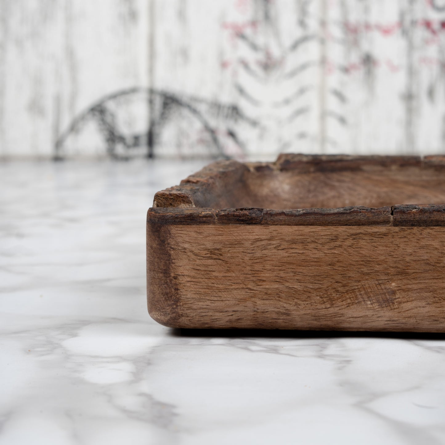 Food-Safe Rustic Wood Bark Small Serving Square Bowl