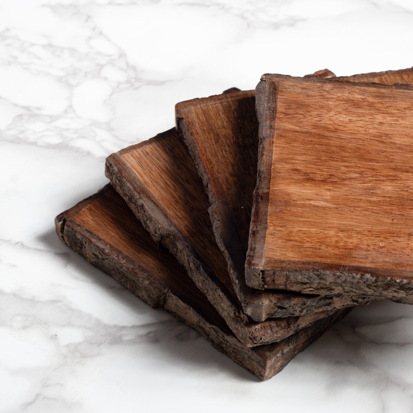 Set of 4 Rustic Wood Bark Drink Coasters