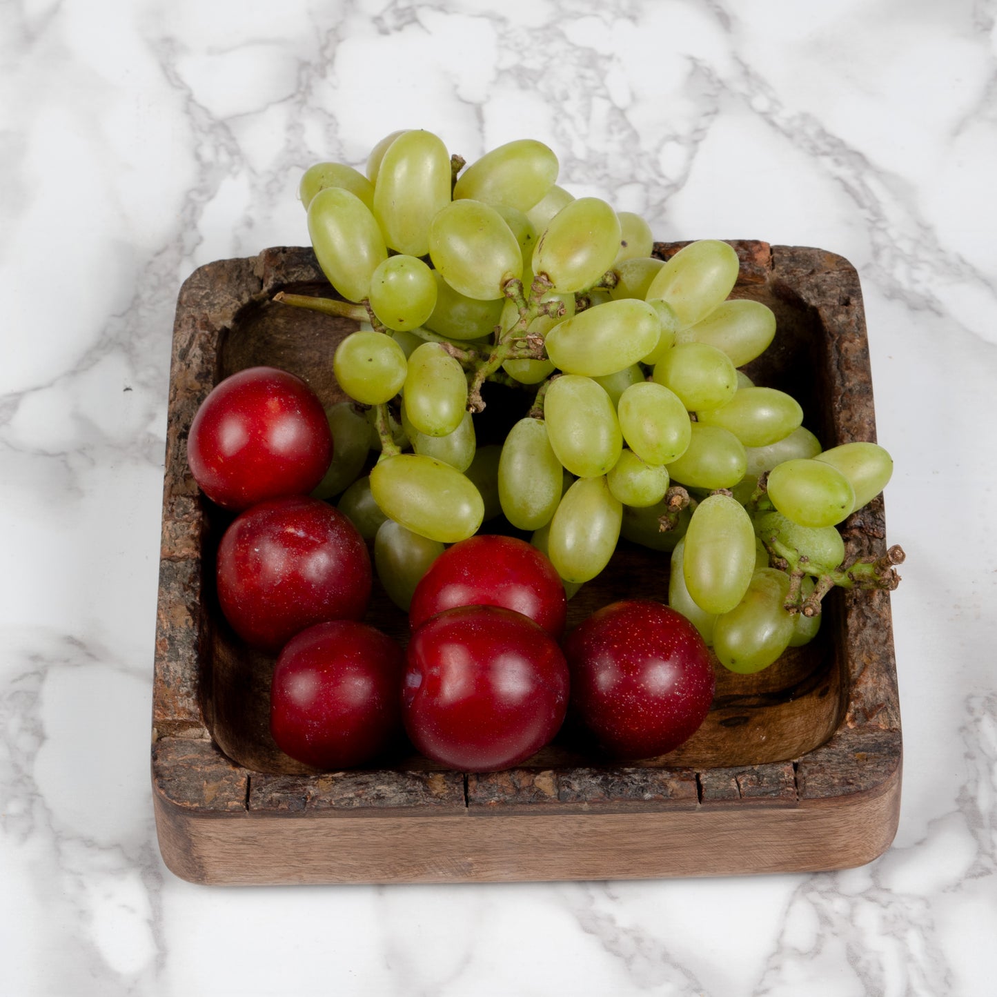 Food-Safe Rustic Wood Bark Small Serving Square Bowl