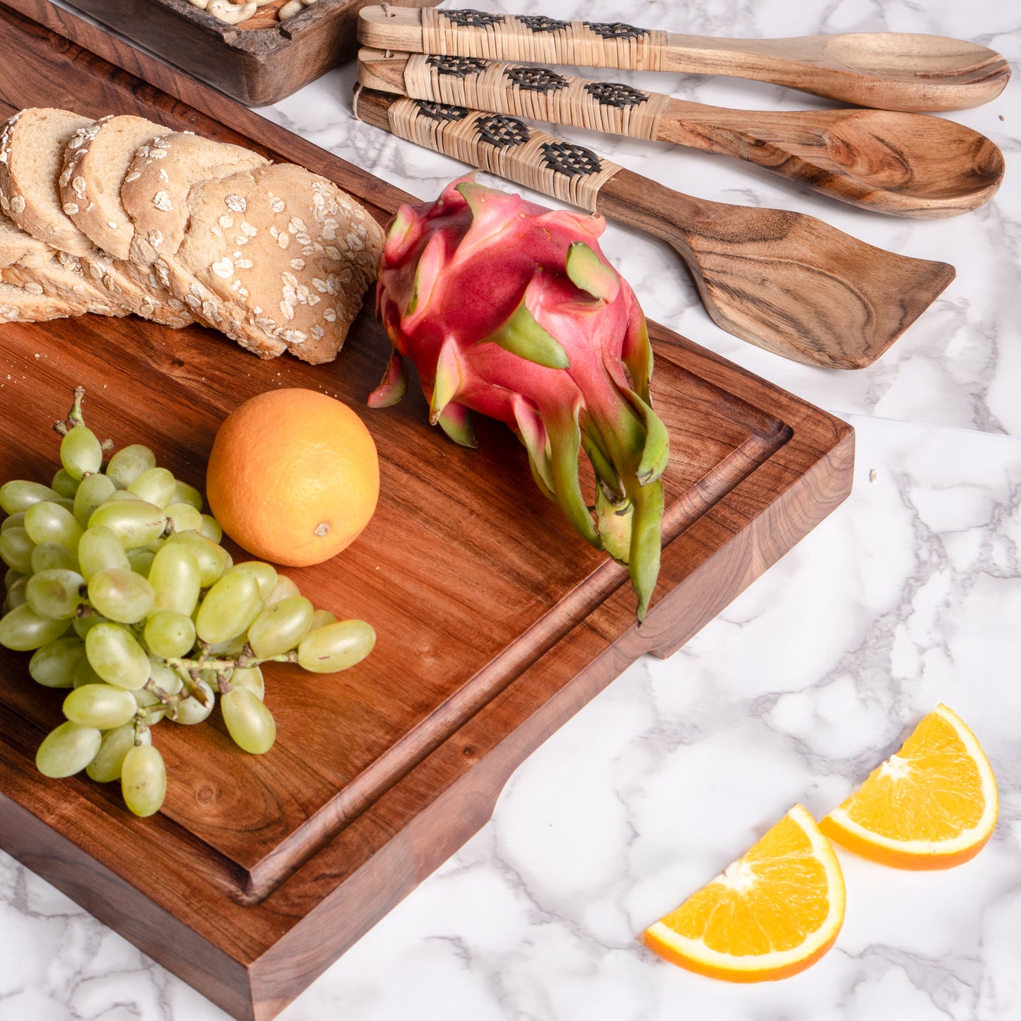 Long Acacia Wood Cutting Board Oversized Trencher