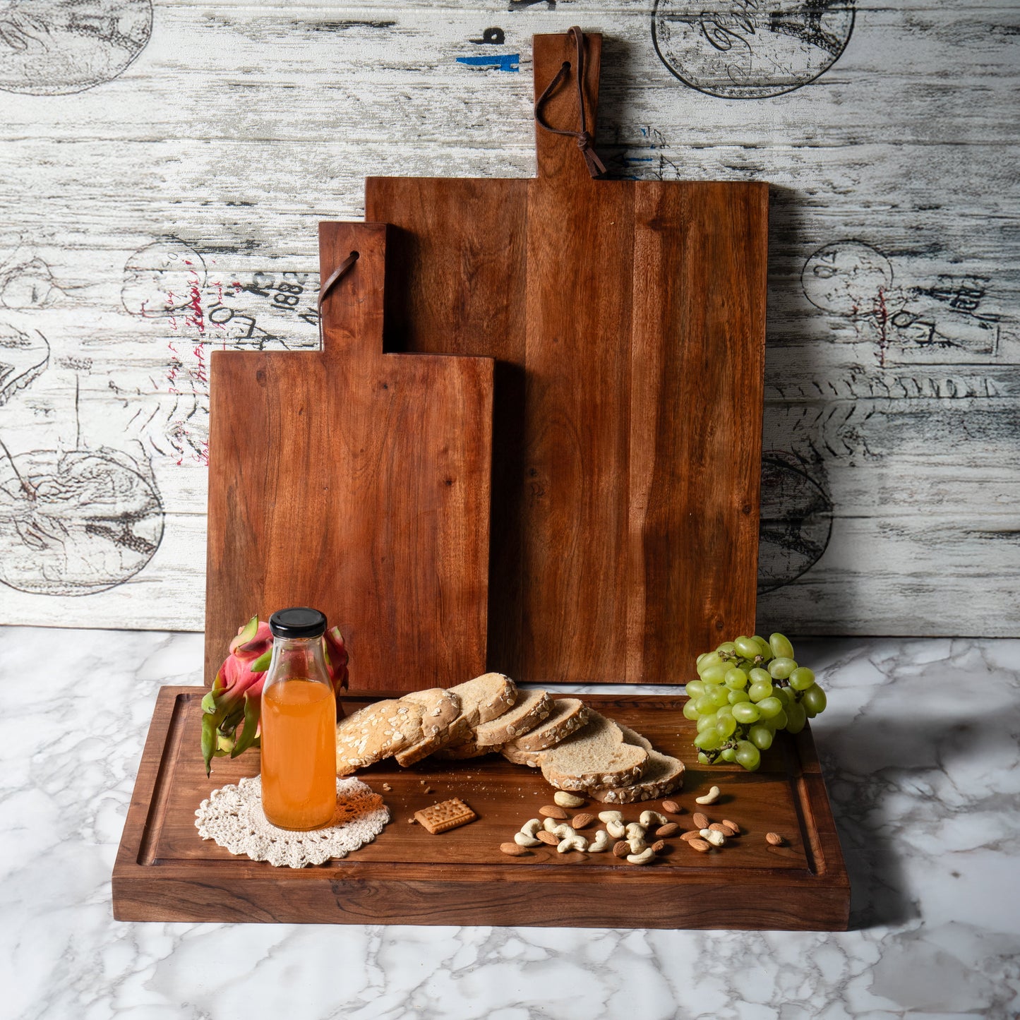 Long Acacia Wood Cutting Board Oversized Trencher
