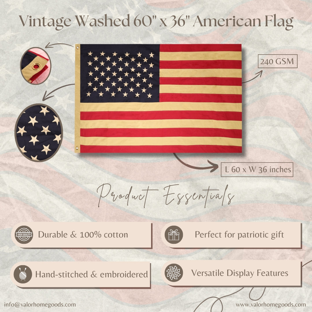 Farmhouse vintage wash American flag