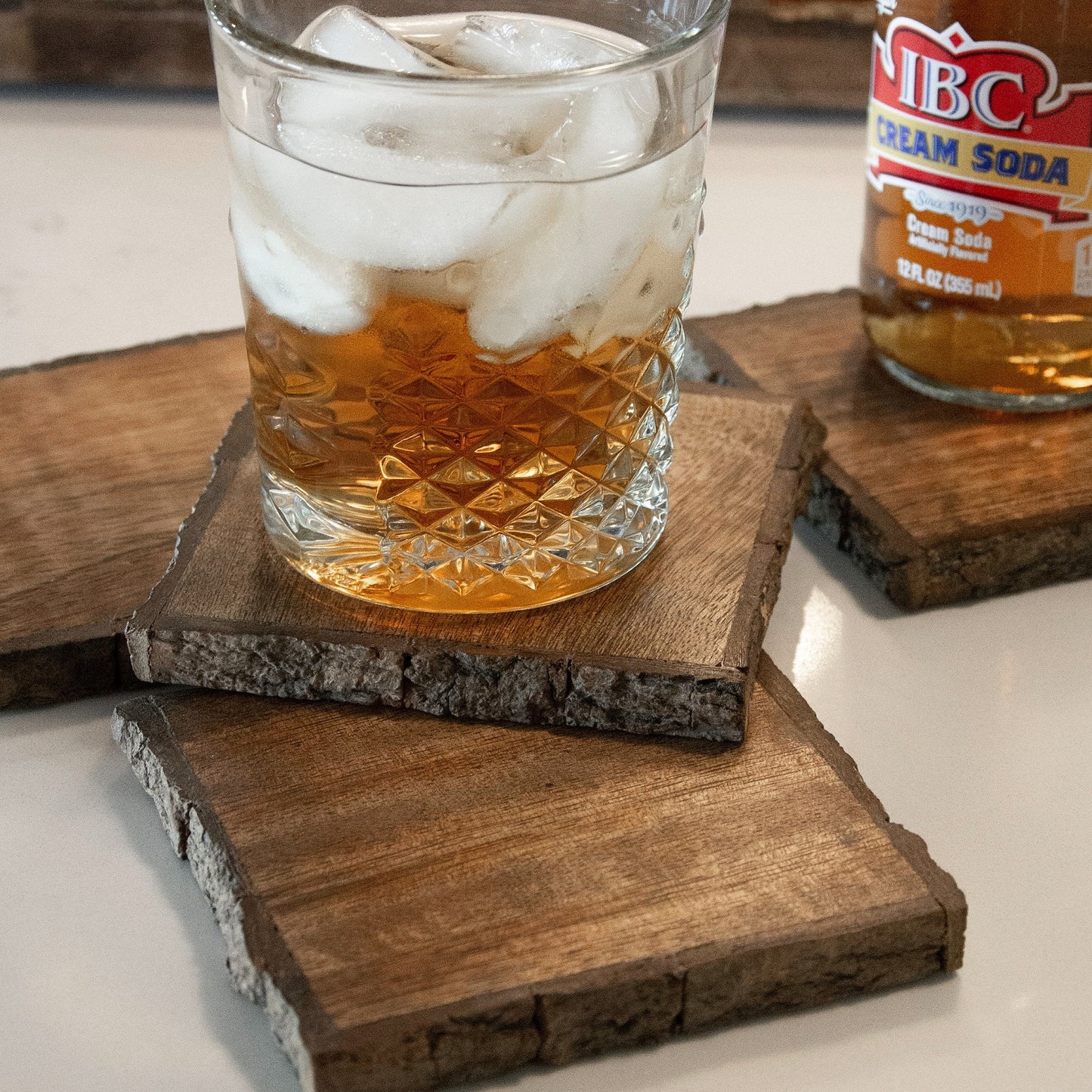 Set of 4 Rustic Wood Bark Drink Coasters