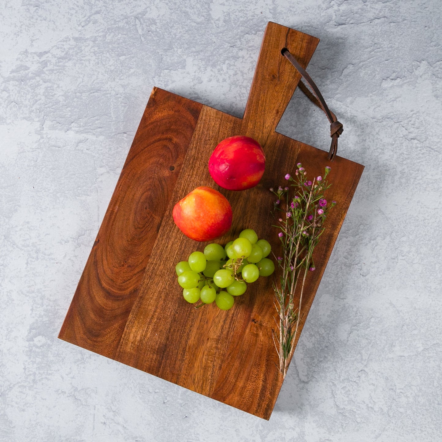 Handcrafted Acacia Wood Cutting Board with Handle-Large