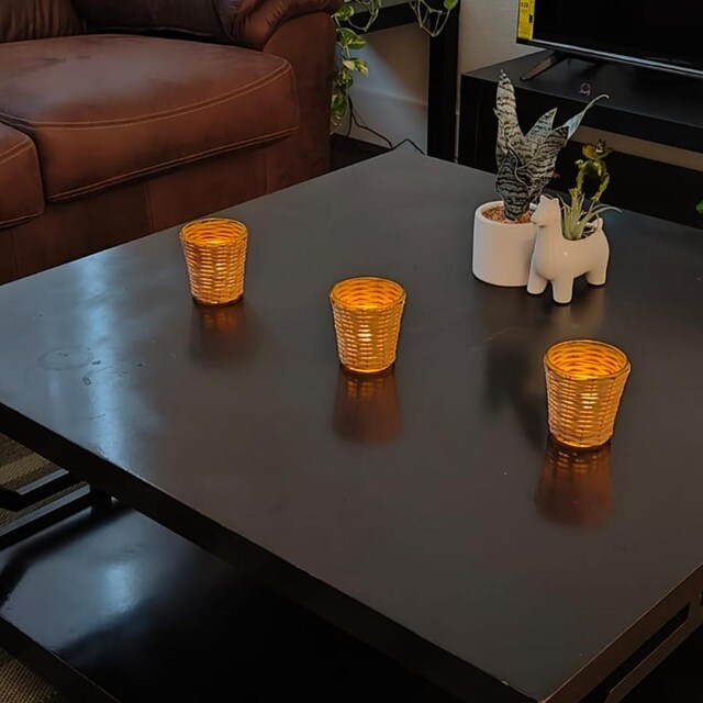 Mini Decorative Bamboo Tea Light Holders Gift Set of 3