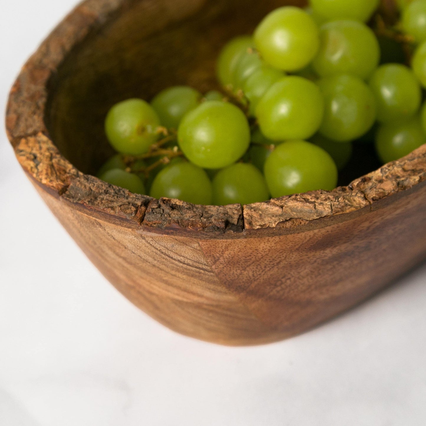 Artisan Wood Bark Oval Bowl Handmade Rustic Decorative