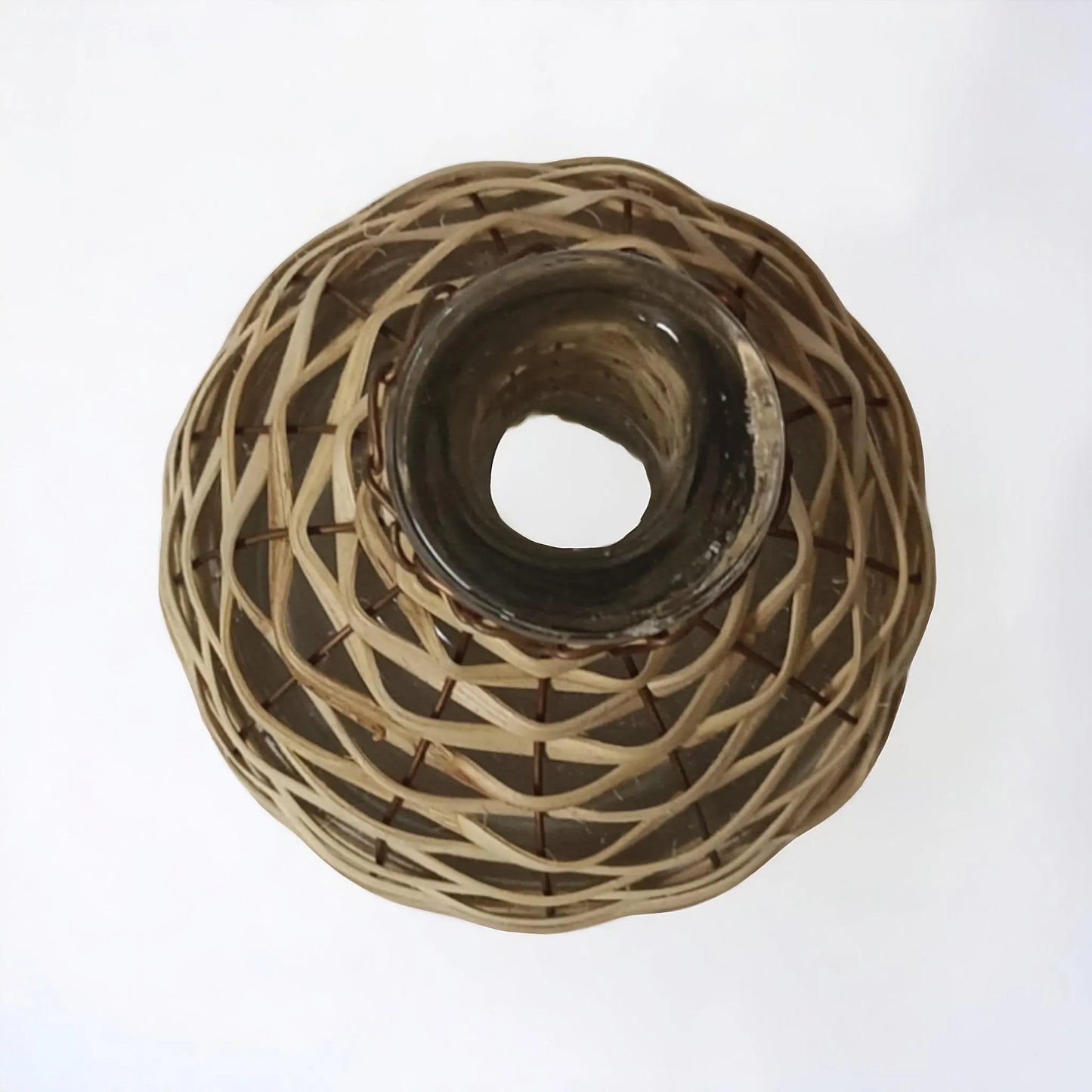 Handwoven Boho Home Decor Bamboo & Glass Flower Vase
