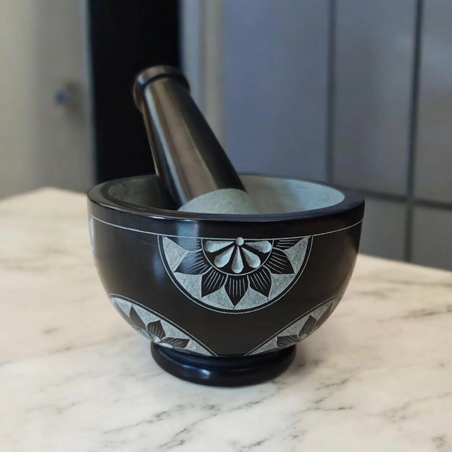 Handcrafted Soap Stone Mortar and Pestle Set