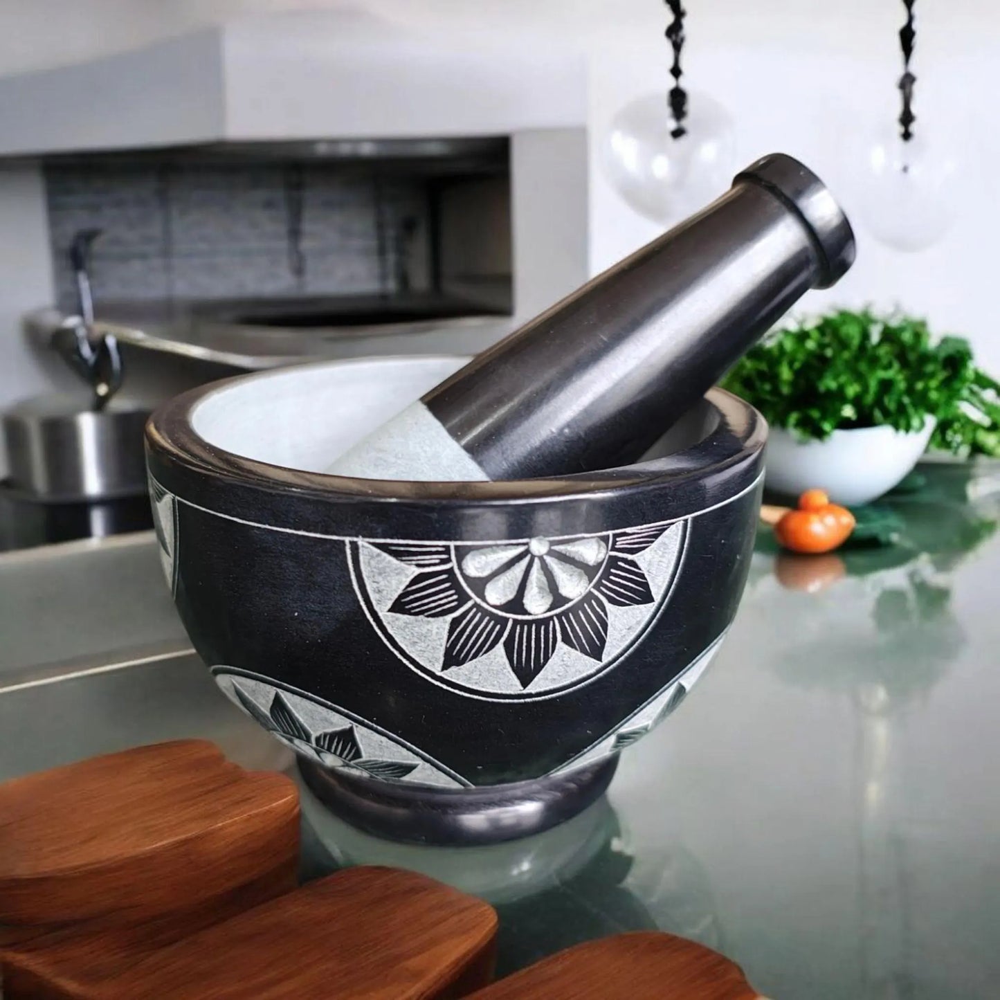 Handcrafted Soap Stone Mortar and Pestle Set