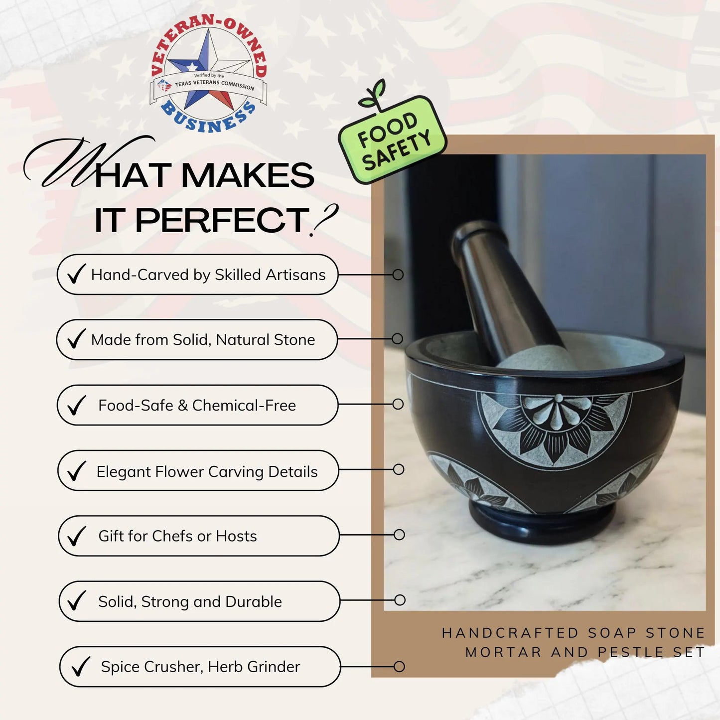 Handcrafted Soap Stone Mortar and Pestle Set