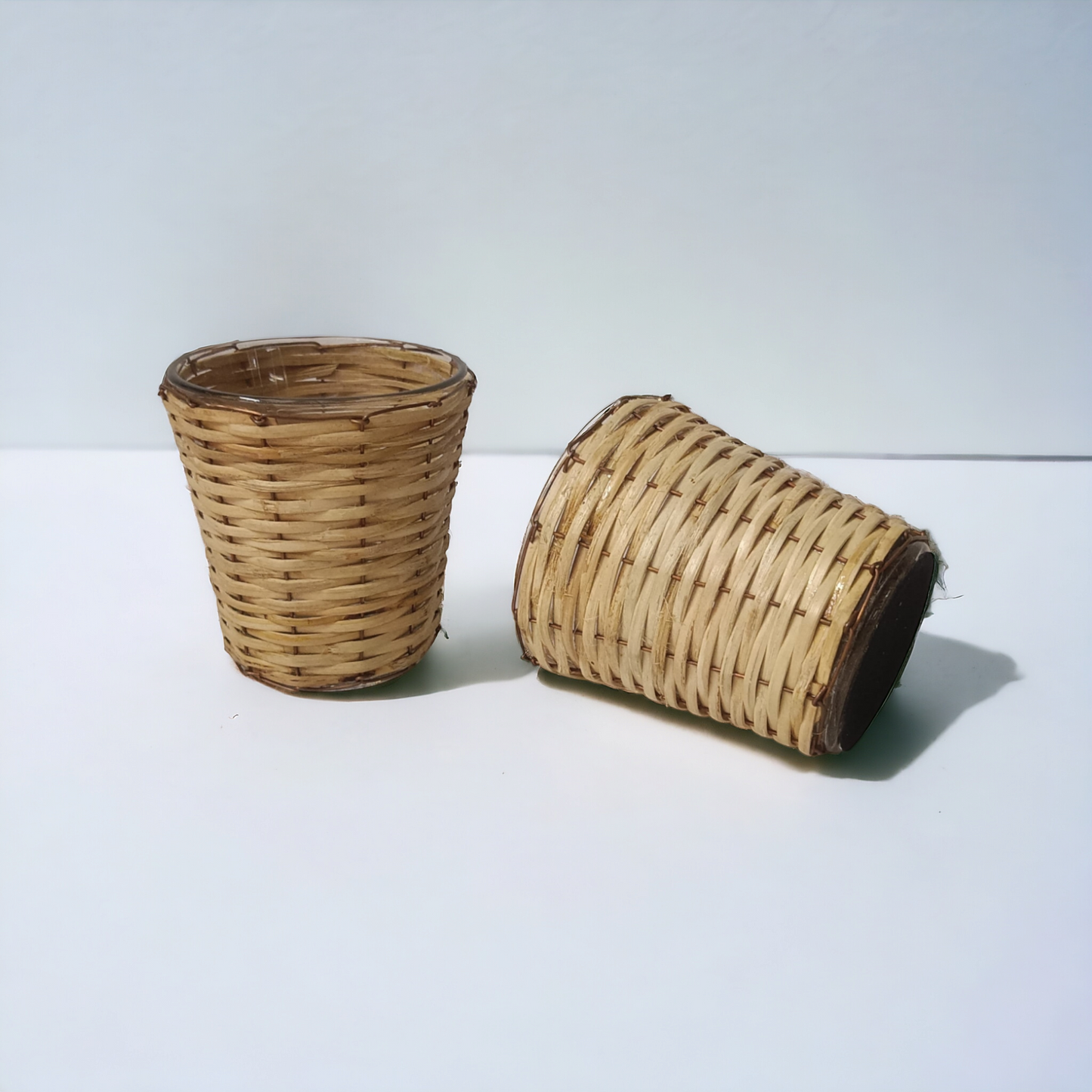 Mini Decorative Bamboo Tea Light Holders Gift Set of 3