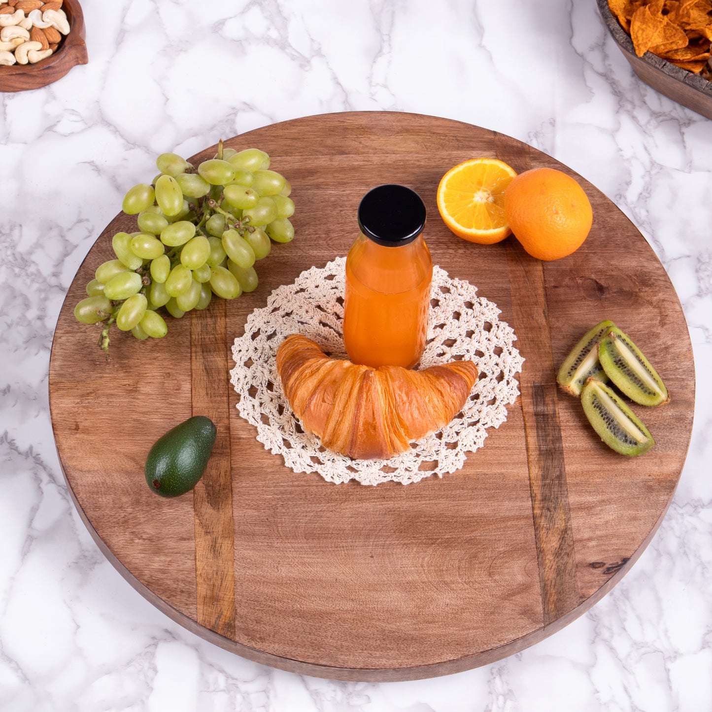 Large Rustic Wood Lazy Susan –  Rotating Centerpiece