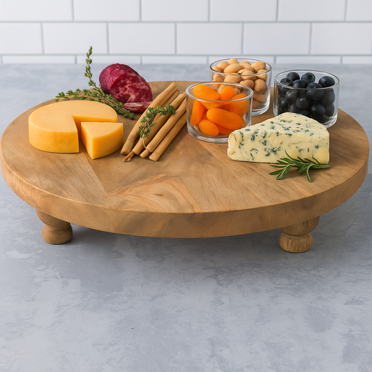 Hand-Crafted Farmhouse Round Footed Serving Board