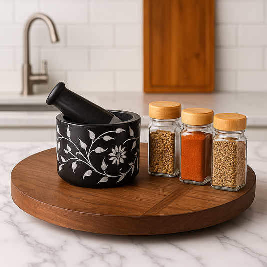 Large Rustic Wood Lazy Susan –  Rotating Centerpiece