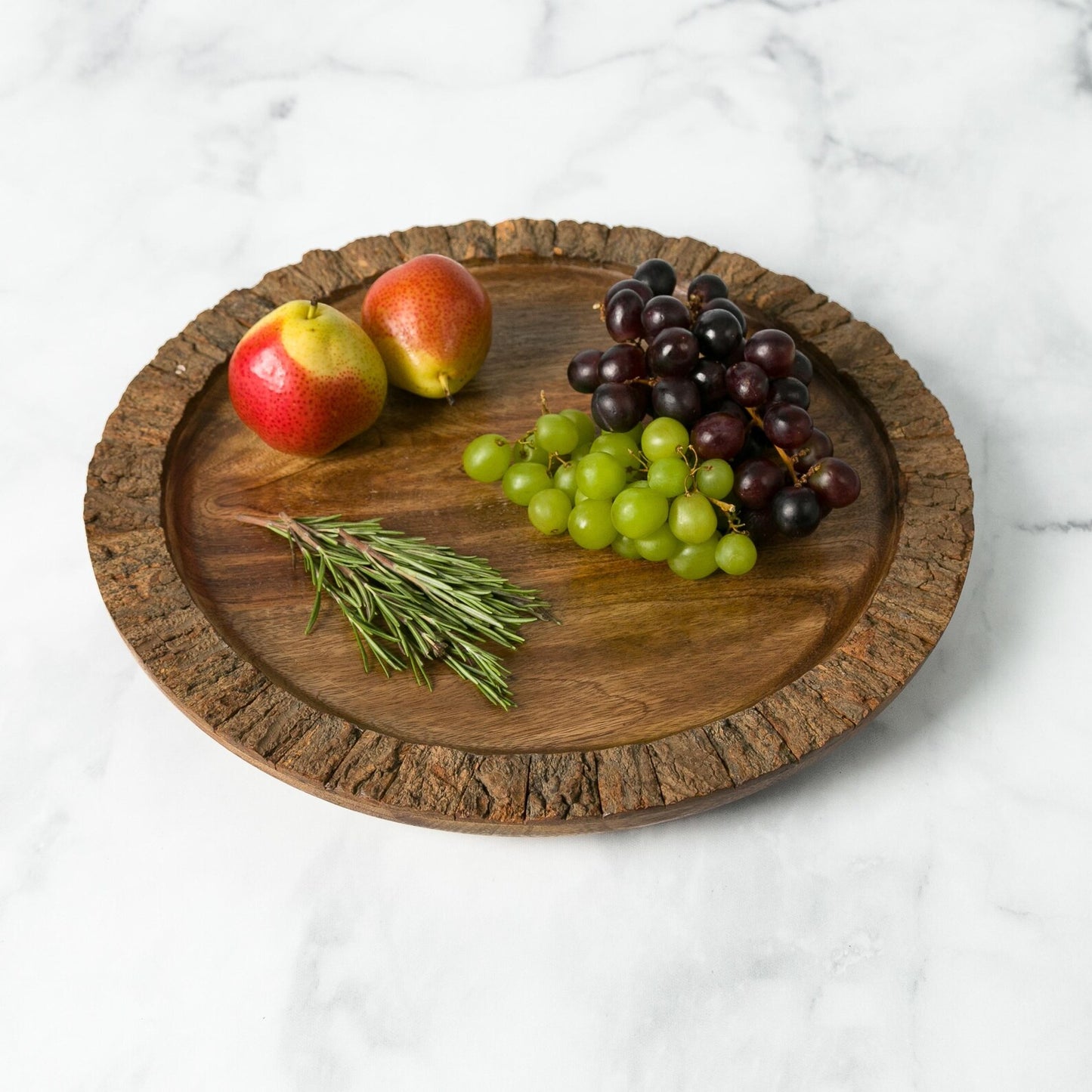 Rustic Home Decor Artisan Wood Bark Round Serving Tray