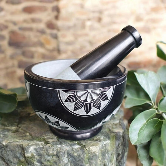 Handcrafted Soap Stone Mortar and Pestle Set